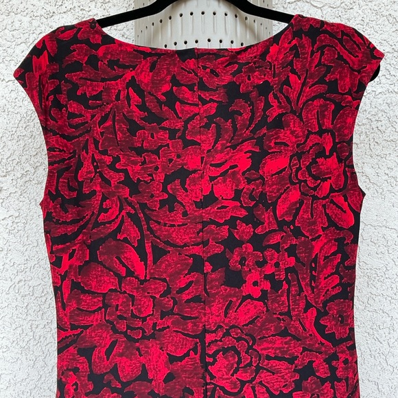 NWT Ralph Lauren Cowl Neck Jersey Sheath Floral Midi Dress Size 10 Cocktail Red - Picture 5 of 9
